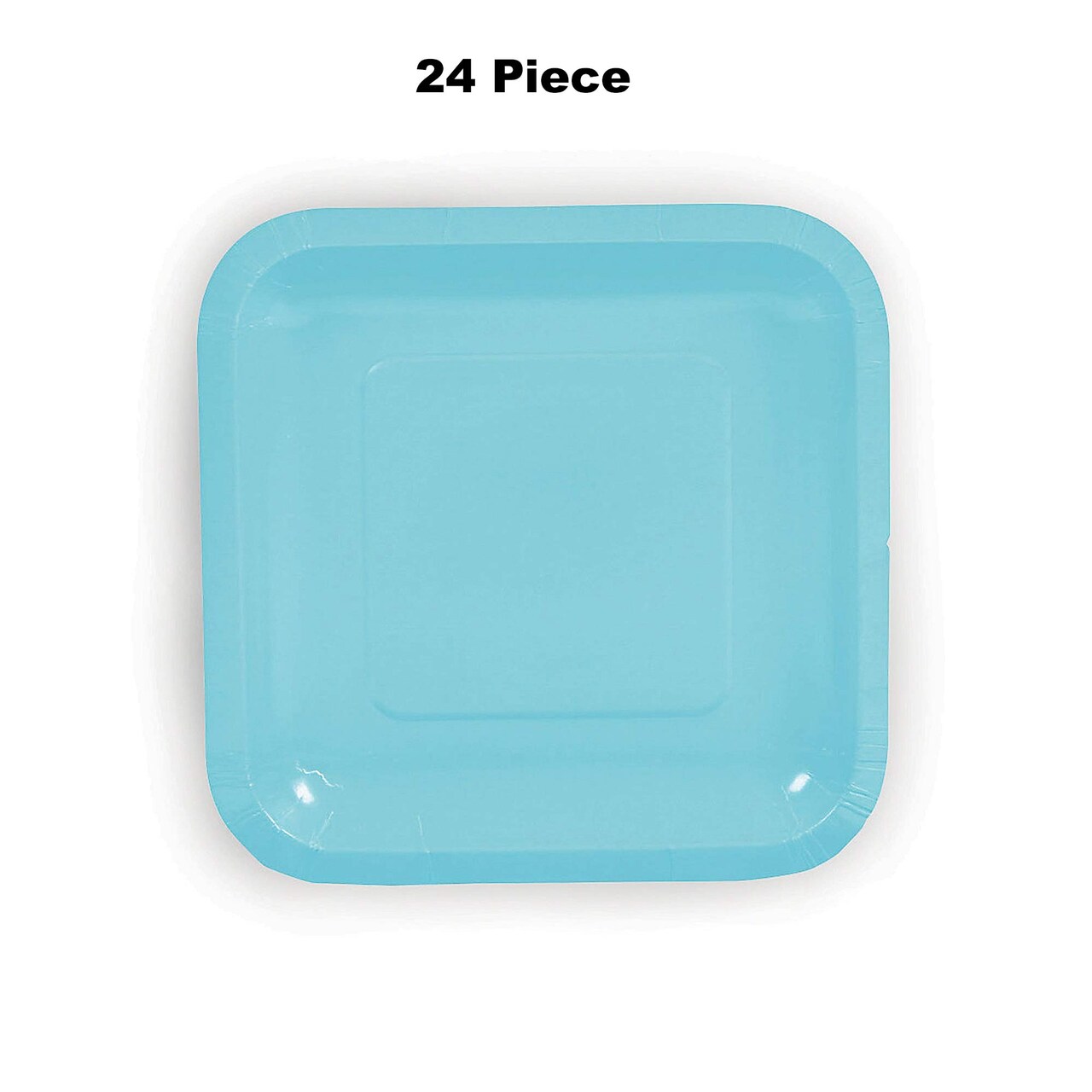 24 Count Light Blue Square Paper Dessert Plates for Baby Shower Birthday Wedding Events 7"